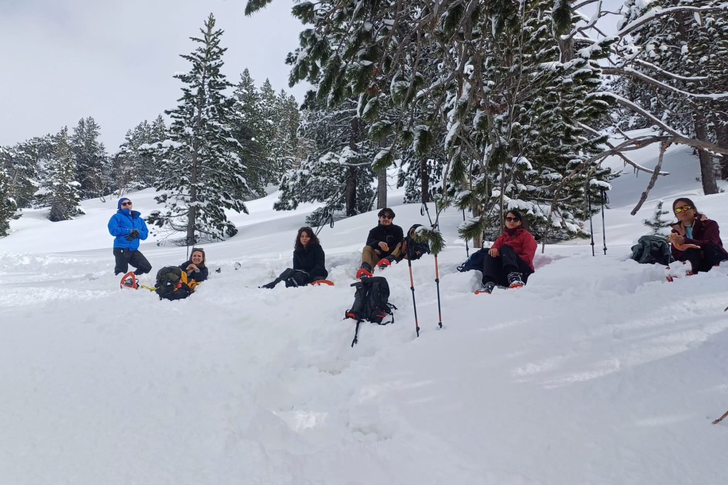 repas d'un groupe raquette dans la réserve du Néouvielle